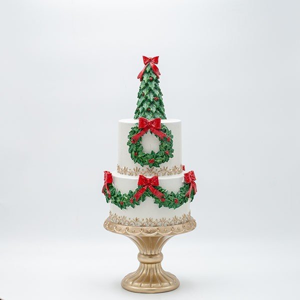 ΤΟΥΡΤΑ ΠΟΛΥΡΕΖΙΝ, ΜΕ ΧΡΙΣΤΟΥΓΕΝΝΙΑΤΙΚΟ ΔΕΝΤΡΟ, 16.5x16.5x41.5cm (600-47707)