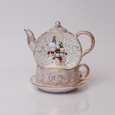 ΦΩΤΙΖΟΜΕΝΗ ΛΕΥΚΗ ΤΣΑΓΙΕΡΑ, ΜΕ ΝΕΡΟ ΣΤΟ ΕΣΩΤΕΡΙΚΟ, ΜΠΑΤΑΡΙΑΣ 3xAA, TIMER, 1 ΘΕΡΜΟ ΛΕΥΚΟ LED, 19*15*19cm, IP20 (600-47217)