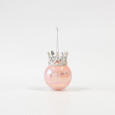 ΓΥΑΛΙΝΗ ΜΠΑΛΑ, ΡΟΖ ΠΕΡΛΕ, ΜΕ ΚΟΡΩΝΑ, ΣΕΤ 4ΤΜΧ, 8x10cm (600-45855)