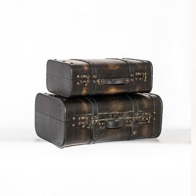 ΞΥΛΙΝΗ ΒΑΛΙΤΣΑ, ΣΚΟΥΡΟ ΚΑΦΕ, ΣΕΤ 2 ΤΜΧ, 45x29x18,5cm ΚΑΙ 37x24x13,5cm (600-45481)