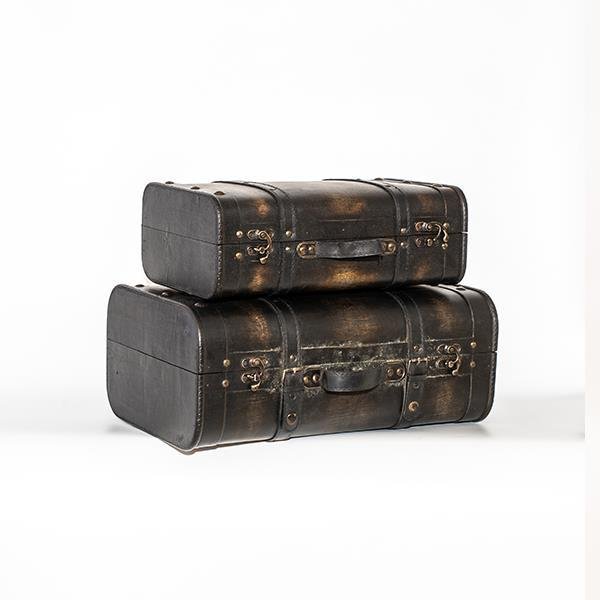 ΞΥΛΙΝΗ ΒΑΛΙΤΣΑ, ΣΚΟΥΡΟ ΚΑΦΕ, ΣΕΤ 2 ΤΜΧ, 45x29x18,5cm ΚΑΙ 37x24x13,5cm (600-45481)