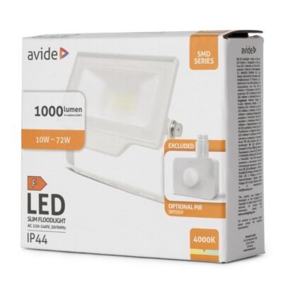 Avide Προβολέας LED SMD 10W NW 4000K με Δυνατότητα Προσθήκης Αισθητήρα PIR Λευκό (15.001.2138)
