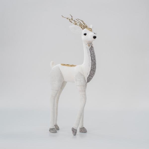 ΒΕΛΟΥΔΙΝΟ ΕΛΑΦΙ, ΛΕΥΚΟ, ΜΕ ΧΡΥΣΟ ΓΚΛΙΤΕΡ, 19x45x8cm (600-45570)