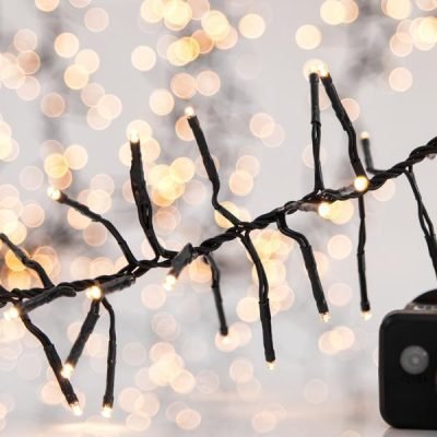 CLUSTER 1,3m, 144 LED 3mm, 31V ΜΕΤΑΣΧΗΜΑΤΙΣΤΗ, 8 ΠΡΟΓΡΑΜΜΑΤΑ & ΜΝΗΜΗ, ΠΡΑΣΙΝΟ PVC ΚΑΛΩΔΙΟ, ΘΕΡΜΟ ΛΕΥΚΟ LED, ΠΡΟΕΚΤΑΣΗ ΠΑΡΟΧΗΣ 3m, IP44 (600-18101)