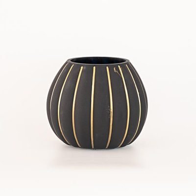 ΓΥΑΛΙΝΟ ΒΑΖΟ, ΜΕ ΧΡΥΣΕΣ ΓΡΑΜΜΕΣ, 10x15x15cm (600-45435)