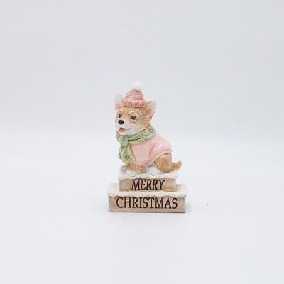 ΔΙΑΚΟΣΜΗΤΙΚΟ ΠΟΛΥΡΕΖΙΝ, ΣΚΥΛΑΚΙ ΜΕ ΡΟΖ ΣΚΟΥΦΟ, 7.5×11.5cm (600-46943)