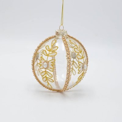 ΓΥΑΛΙΝΗ ΜΠΑΛΑ, ΔΙΑΦΑΝΗ ΜΕ ΛΕΥΚΗ ΠΕΡΛΑ, ΣΕΤ 4ΤΜΧ, 10cm (600-46764)