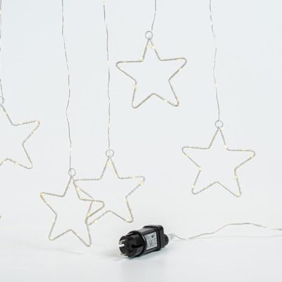 ΚΟΥΡΤΙΝΑ, 184 MINI LED, 8 ΜΕΤΑΛΛΙΚΑ ΑΣΤΕΡΙΑ 12cm, ΜΕΤΑΣΧΗΜΑΤΙΣΤΗ, ΔΙΑΦΑΝΟ PVC ΚΑΛΩΔΙΟ, DAY LIGHT LED (H155 x W175cm, 20 ΣΕΙΡΕΣ x 12 LED), ΠΡΟΕΚΤΑΣΗ ΠΑΡΟΧΗΣ 50cm, IP44 (600-11424)