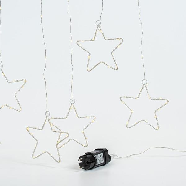 ΚΟΥΡΤΙΝΑ, 184 MINI LED, 8 ΜΕΤΑΛΛΙΚΑ ΑΣΤΕΡΙΑ 12cm, ΜΕΤΑΣΧΗΜΑΤΙΣΤΗ, ΔΙΑΦΑΝΟ PVC ΚΑΛΩΔΙΟ, DAY LIGHT LED (H155 x W175cm, 20 ΣΕΙΡΕΣ x 12 LED), ΠΡΟΕΚΤΑΣΗ ΠΑΡΟΧΗΣ 50cm, IP44 (600-11424)