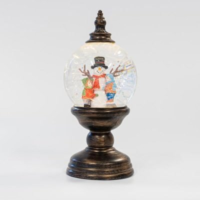 ΧΙΟΝΟΜΠΑΛΑ ΕΠΙΤΡΑΠΕΖΙΟ ΔΙΑΚΟΣΜΗΤΙΚΟ ΜΕ ΧΙΟΝΑΝΘΡΩΠΟ, ΠΛΑΣΤΙΚΟ, ΦΩΤΙΖΟΜΕΝΟ, ΜΕ ΝΕΡΟ, ΜΠΑΤΑΡΙΑΣ, 1  ΘΕΡΜΟ ΛΕΥΚΟ LED, 12x12x26,5cm (600-45705)