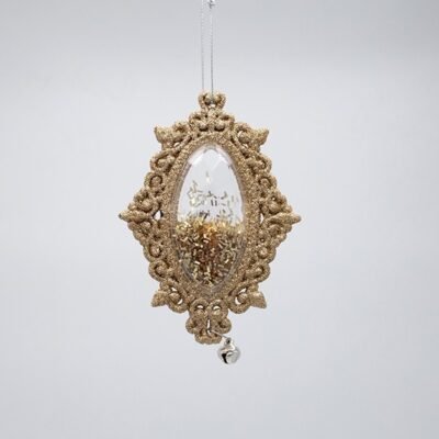 ΣΤΟΛΙΔΙ ΚΡΕΜΑΣΤΟ, VINTAGE, ΣΑΜΠΑΝΙ GLITTER ΜΕ ΚΟΥΔΟΥΝΑΚΙΑ, 13x8x1.5cm (600-47355)