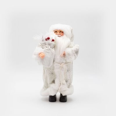 ΑΓΙΟΣ ΒΑΣΙΛΗΣ ΜΕ ΛΕΥΚΑ ΓΟΥΝΙΝΑ ΡΟΥΧΑ ΚΑΙ ΣΑΚΟ ΜΕ BERRY, 30cm (600-46639)