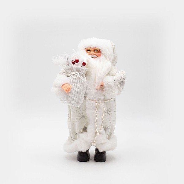 ΑΓΙΟΣ ΒΑΣΙΛΗΣ ΜΕ ΛΕΥΚΑ ΓΟΥΝΙΝΑ ΡΟΥΧΑ ΚΑΙ ΣΑΚΟ ΜΕ BERRY, 30cm (600-46639)