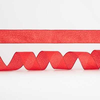 ΚΟΡΔΕΛΑ ΚΟΚΚΙΝΗ, ΜΕ ΚΟΚΚΙΝΑ GLITTER ΛΟΥΛΟΥΔΙΑ, 6,35cm, 10Y (600-44977)