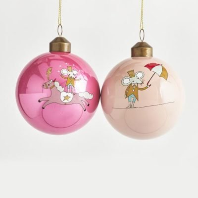 ΓΥΑΛΙΝΕΣ ΜΠΑΛΕΣ, ΡΟΖ , 2 ΣΧΕΔΙΑ, ΣΕΤ 4ΤΜΧ,8CM (600-42813)