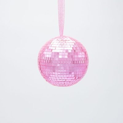 ΓΥΑΛΙΝΗ ΜΠΑΛΑ, ΝΤΙΣΚΟ, ΡΟΖ, 8cm (600-47044)