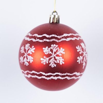 ΜΠΑΛΑ ΠΛΑΣΤΙΚΗ, ΚΟΚΚΙΝΗ, ΜΕ ΛΕΥΚΕΣ ΧΙΟΝΟΝΙΦΑΔΕΣ, ΣΕΤ 6ΤΜΧ, 8cm (TOP 120) (600-46521)