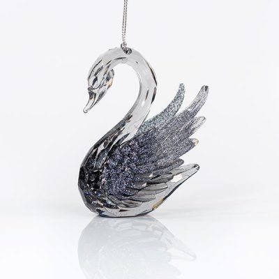 ΚΥΚΝΟΣ ΑΚΡΥΛΙΚΟΣ, ΜΕ ΑΝΘΡΑΚΙ GLITTER, 7×10,2cm (600-44645)