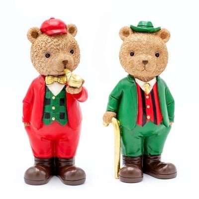 ΔΙΑΚΟΣΜΗΤΙΚΟ ΠΟΛΥΡΕΖΙΝ, ΑΡΚΟΥΔΑΚΙ VINTAGE, ΠΡΑΣΙΝΟ ΚΟΚΚΙΝΟ, 2 ΣΧΕΔΙΑ, 10x21cm (600-46959)