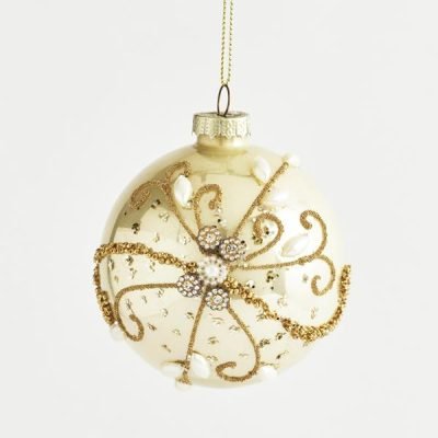 ΓΥΑΛΙΝΗ ΜΠΑΛΑ, ΧΡΥΣΗ ΜΕ ΣΧΕΔΙΟ , ΣΕΤ 4ΤΜΧ, 8cm (600-42787)