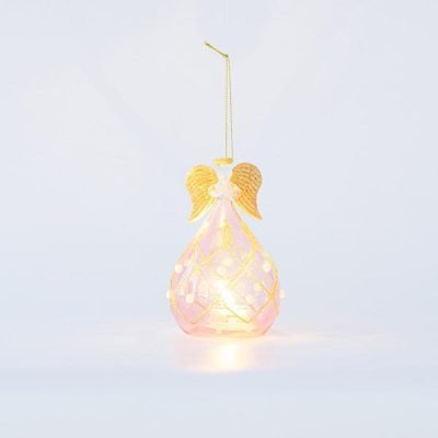 ΓΥΑΛΙΝΟ ΚΗΡΟΠΗΓΙΟ, ΑΓΓΕΛΟΣ, ΡΟΖ, 9x20cm (600-45746)