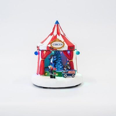 ΧΡΙΣΤΟΥΓΕΝΝΙΑΤΙΚΗ ΣΚΗΝΗ ΤΣΙΡΚΟΥ, 10 LED, ΜΕ ΜΕΤΑΣΧΗΜΑΤΙΣΤΗ, ΜΕ ΜΟΥΣΙΚΗ ΚΑΙ ΚΙΝΗΣΗ, 21,5x21x24,5cm (600-45803)