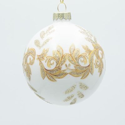 ΓΥΑΛΙΝΗ ΜΠΑΛΑ, ΛΕΥΚΗ ΠΕΡΛΕ ΜΕ ΣΑΜΠΑΝΙ ΛΕΠΤΟΜΕΡΕΙΕΣ, ΣΕΤ 4ΤΜΧ, 10cm (600-47466)