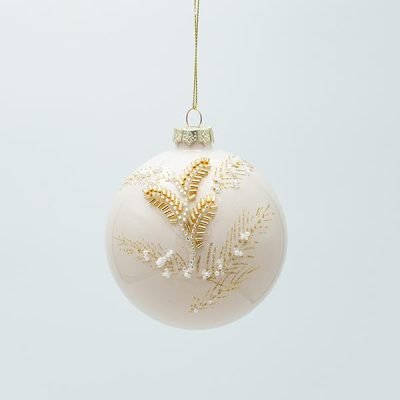 ΓΥΑΛΙΝΗ ΜΠΑΛΑ, ΜΠΕΖ ΜΕ 3d ΧΡΥΣΑ ΦΥΛΛΑ, ΣΕΤ 4 ΤΜΧ, 10cm (600-47464)