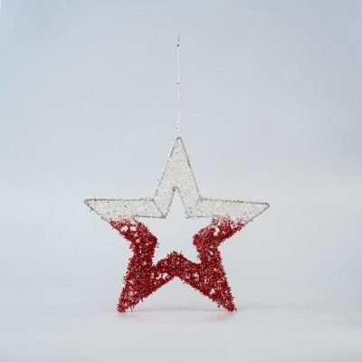 ΑΣΤΕΡΙ ΚΡΕΜΑΣΤΟ, ΠΛΕΓΜΑ, ΛΕΥΚΟ-ΚΟΚΚΙΝΟ, 25cm (600-45633)