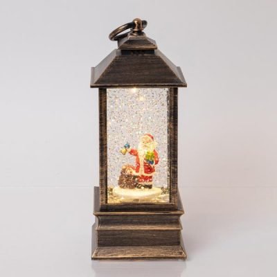 ΠΛΑΣΤΙΚΟ ΦΑΝΑΡΑΚΙ ΜΕ ΑΓΙΟ ΒΑΣΙΛΗ, ΠΑΛΑΙΩΜΕΝΟ ΚΑΦΕ, ΦΩΤΙΖΟΜΕΝΟ, ΜΕ ΝΕΡΟ, ΜΠΑΤΑΡΙΑΣ, 1  ΘΕΡΜΟ ΛΕΥΚΟ LED, 9x9x22cm (600-41223)