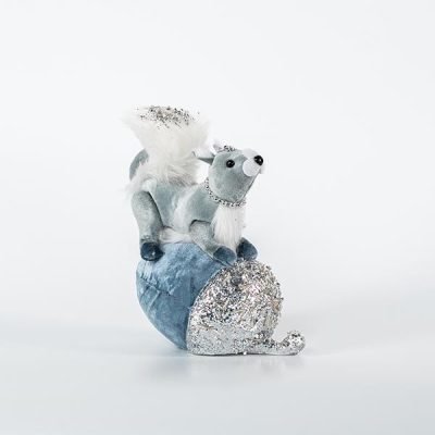 ΒΕΛΟΥΔΙΝΟΣ ΣΚΙΟΥΡΟΣ ΓΚΡΙ, ΜΕ ΜΠΛΕ ΚΟΥΚΟΥΝΑΡΙ, 16x22cm (600-44743)