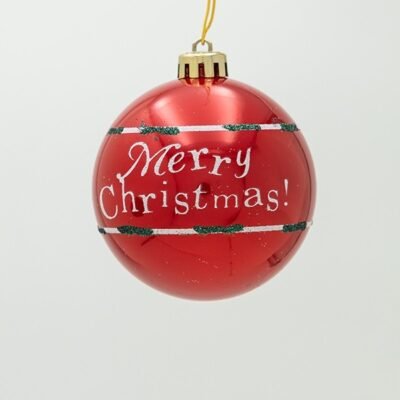 ΠΛΑΣΤΙΚΗ ΜΠΑΛΑ, ΚΟΚΚΙΝΟ ΠΑΓΩΜΕΝΟ ΜΕ ΕΠΙΓΡΑΦΗ MERRY CHRISTMAS, ΣΕΤ 6ΤΜΧ, 8cm (600-47836)