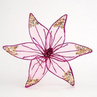 ΛΟΥΛΟΥΔΙ ΟΡΓΑΝΤΖΑ, ΔΙΑΦΑΝΟ ΜΠΟΡΝΤΩ ΜΕ GLITTER, 30cm (600-44768)