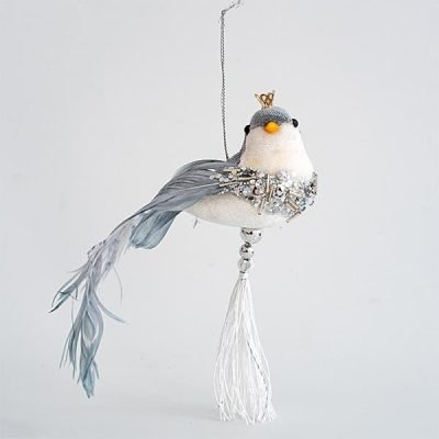 ΒΕΛΟΥΔΙΝΟ ΚΡΕΜΑΣΤΟ ΠΟΥΛΑΚΙ, ΜΕ ΜΠΛΕ ΠΟΥΠΟΥΛΑ ΚΑΙ GLITTER, 14x16cm (600-44746)