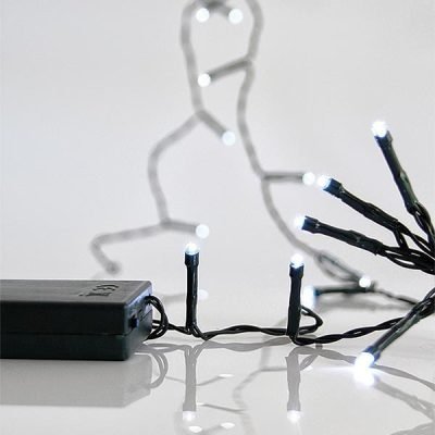 ΣΕΙΡΑ, 20 LED 5mm, ΜΠΑΤΑΡΙΑΣ 3xAA, ΧΡΟΝΟΔΙΑΚΟΠΤΗΣ, ΠΡΑΣΙΝΟ PVC ΚΑΛΩΔΙΟ, ΛΕΥΚΟ LED ΑΝΑ 10cm, ΠΡΟΕΚΤΑΣΗ ΠΑΡΟΧΗΣ 50cm, IP20 (600-11672)