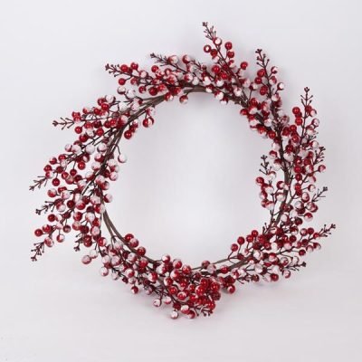 ΣΤΕΦΑΝΙ ΜΕ ΚΟΚΚΙΝΑ ΧΙΟΝΙΣΜΕΝΑ BERRIES, 45cm (600-46143)