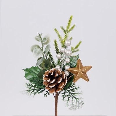 ΠΙΚΑΚΙ ΜΕ ΛΕΥΚΑ BERRIES ΚΑΙ ΧΡΥΣΟ ΑΣΤΕΡΑΚΙ, 26cm (600-46688)