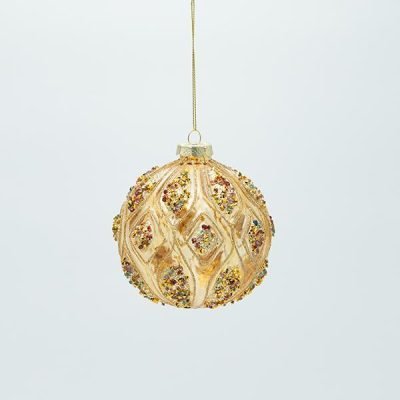 ΓΥΑΛΙΝΗ ΜΠΑΛΑ, ΧΡΥΣΗ ΜΕ ΣΑΜΠΑΝΙ ΠΕΤΡΕΣ, ΣΕΤ 4 ΤΜΧ, 10cm (600-47468)