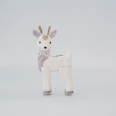 ΒΕΛΟΥΔΙΝΟ ΤΑΡΑΝΔΑΚΙ, ΛΕΥΚΟ, ΜΕ ΧΡΥΣΟ ΓΚΛΙΤΕΡ, 12x7x23cm (600-45573)