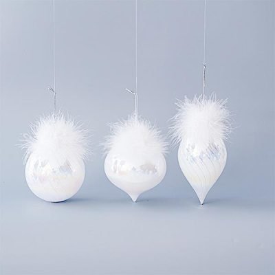 ΓΥΑΛΙΝΟ ΣΤΟΛΙΔΙ, ΛΕΥΚΟ ΠΕΡΛΕ, ΜΕ ΠΟΥΠΟΥΛΑ, 3 ΣΧΗΜΑΤΑ, ΣΕΤ 4ΤΜΧ, 10cm (600-45093)