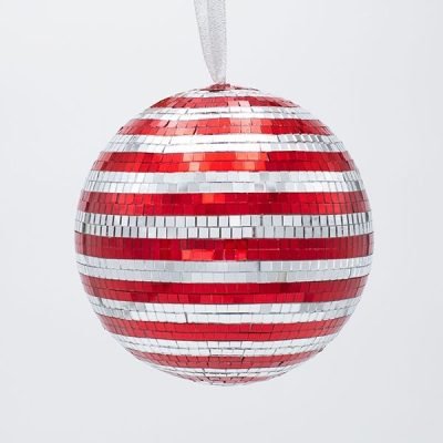 ΓΥΑΛΙΝΗ ΜΠΑΛΑ, ΝΤΙΣΚΟ, ΚΟΚΚΙΝΗ ΑΣΗΜΙ, 14cm (600-47052)