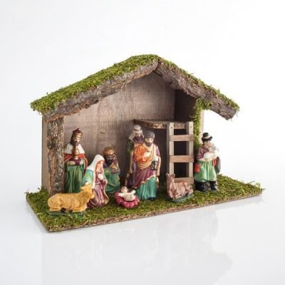 ΦΑΤΝΗ ΞΥΛΙΝΗ ΜΕ 9 ΠΟΡΣΕΛΑΝΙΝΕΣ ΦΙΓΟΥΡΕΣ, 40x15x25cm (600-44532)