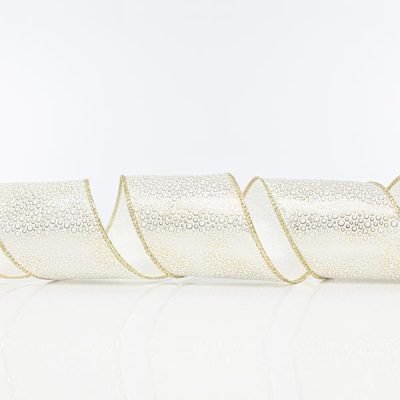 ΚΟΡΔΕΛΑ ΛΕΥΚΗ, ΜΕ ΧΡΥΣΑ ΣΧΕΔΙΑ, 6,35cm, 10Y (600-41111)