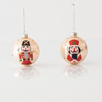 ΓΥΑΛΙΝΗ ΜΠΑΛΑ, ΑΠΑΛΟ ΧΡΥΣΟ, ΜΕ ΚΑΡΥΟΘΡΑΥΣΤΗ, 2 ΣΧΕΔΙΑ, ΣΕΤ 4ΤΜΧ, 8cm (600-45047)