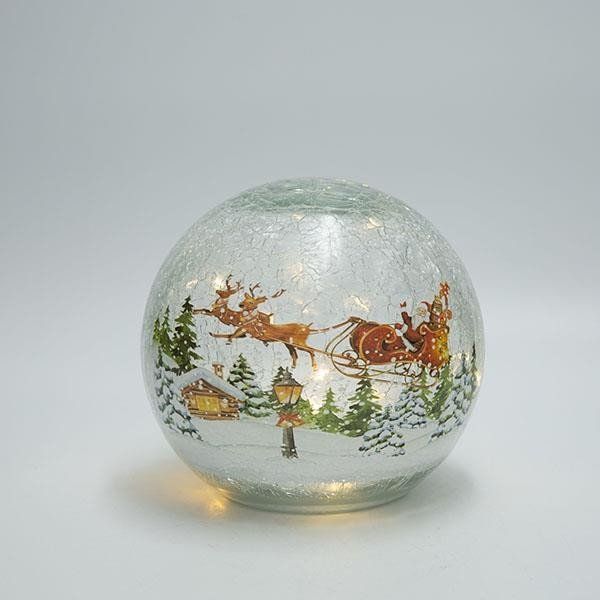 ΕΠΙΤΡΑΠΕΖΙΑ ΦΩΤΙΖΟΜΕΝΗ ΓΥΑΛΙΝΗ ΜΠΑΛΑ, ΚΡΑΚΕΛΕ, ΜΕ ΧΡΙΣΤΟΥΓΕΝΝΙΑΤΙΚΗ ΠΑΡΑΣΤΑΣΗ, ΜΠΑΤΑΡΙΑΣ, TIMER, 14cm (600-48140)