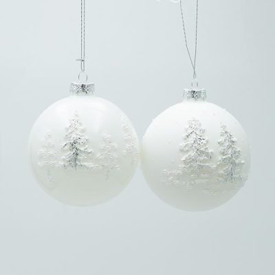 ΓΥΑΛΙΝΗ ΜΠΑΛΑ, ΛΕΥΚΗ, MAT ΚΑΙ ΓΥΑΛΙΣΤΕΡΗ, ΜΕ 3D ΔΕΝΤΡΑΚΙΑ, ΣΕΤ 4ΤΜΧ, 10cm (600-47471)