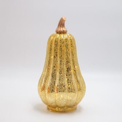 ΦΩΤΙΖΟΜΕΝΗ ΧΡΥΣΗ ΓΥΑΛΙΝΗ ΚΟΛΟΚΥΘΑ, ΜΠΑΤΑΡΙΑΣ 3xAA, ΧΡΟΝΟΔΙΑΚΟΠΤΗ, 10 ΘΕΡΜΑ ΛΕΥΚΑ LED, 12,5x24cm, IP20 (600-47654)