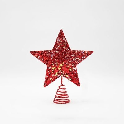 ΚΟΡΥΦΗ ΔΕΝΤΡΟΥ ΜΕ ΚΟΚΚΙΝΟ ΝΗΜΑ ΚΑΙ ΙΡΙΔΙΖΟΝΤΑ ΑΣΤΕΡΑΚΙΑ, 20x23cm (600-48061)