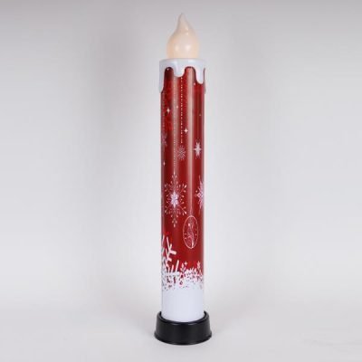 ΚΕΡΙ ΦΩΤΙΖΟΜΕΝΟ 14x82cm, ΚΟΚΚΙΝΟ ME XIΟΝΟΝΙΦΑΔΕΣ, ΜΕ ΚΙΝΗΣΗ ΣΤΗ ΦΛΟΓΑ, ΜΠΑΤΑΡΙΑΣ 3xAA, TIMER, 6 ΘΕΡΜΑ ΛΕΥΚΑ LED, IP44 (600-47237)