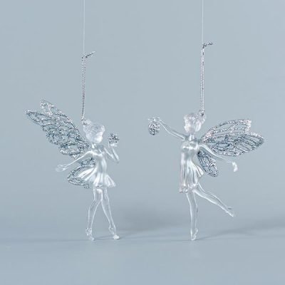 ΝΕΡΑΙΔΑ ΑΚΡΥΛΙΚΗ, 2 ΣΧΕΔΙΑ, ΜΕ ΑΣΗΜΙ GLITTER, 8,8×15,2cm (600-44621)